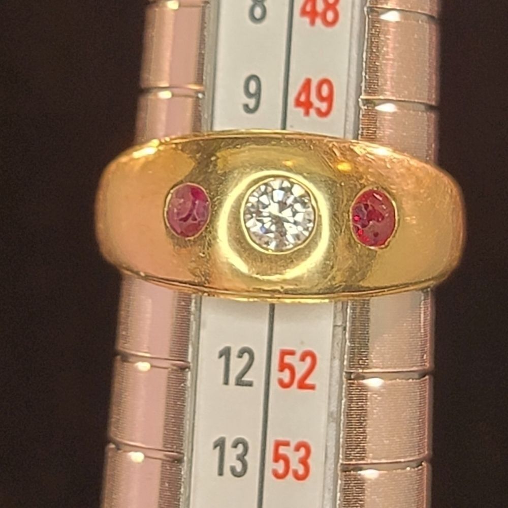 Marked ~ 14k GOLD ~ Natural Diamond 💎 & 2 Nice (Natural ?) Rubies ~ 5 grams Tot - Picture 13 of 16